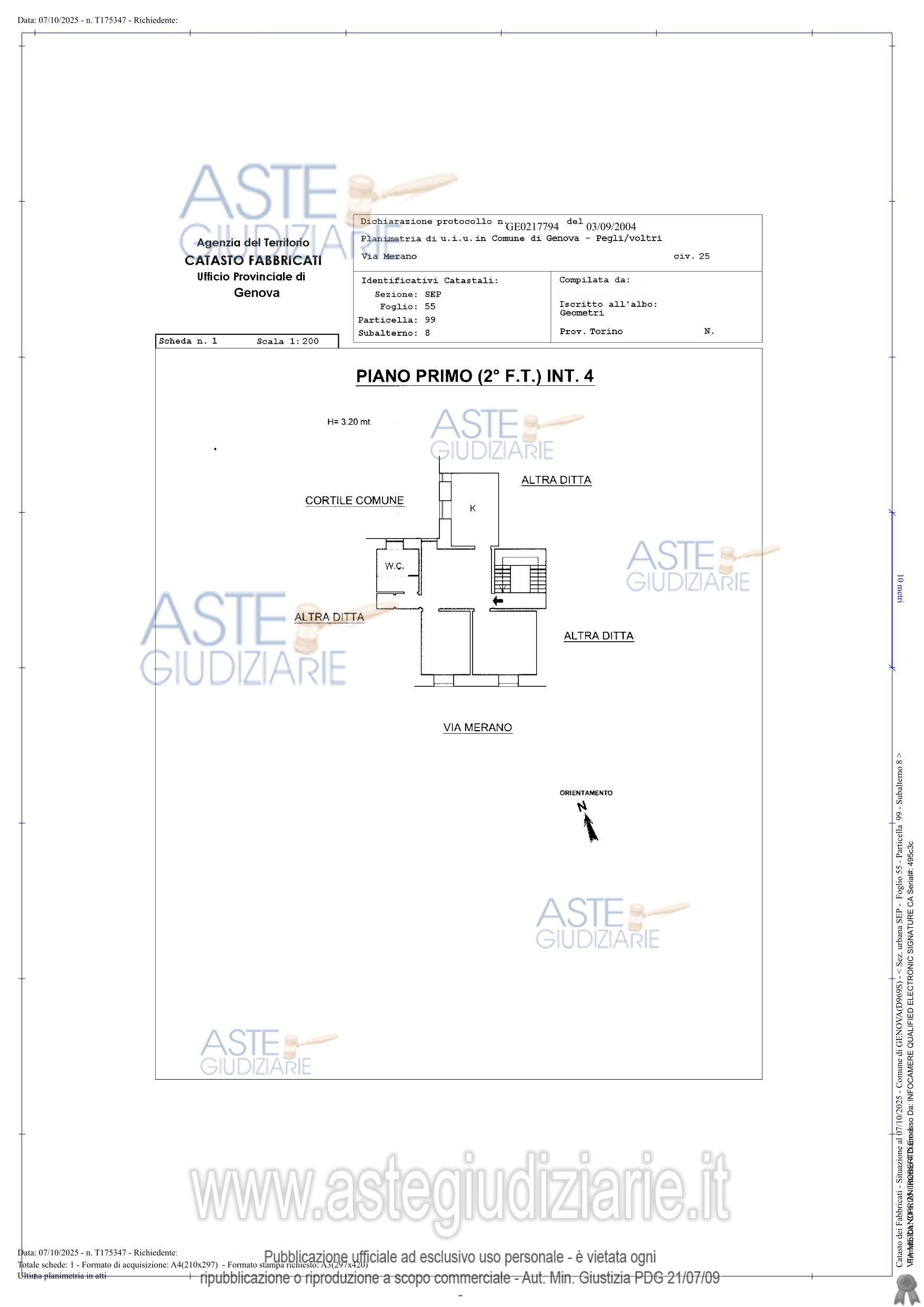 Planimetria del bene