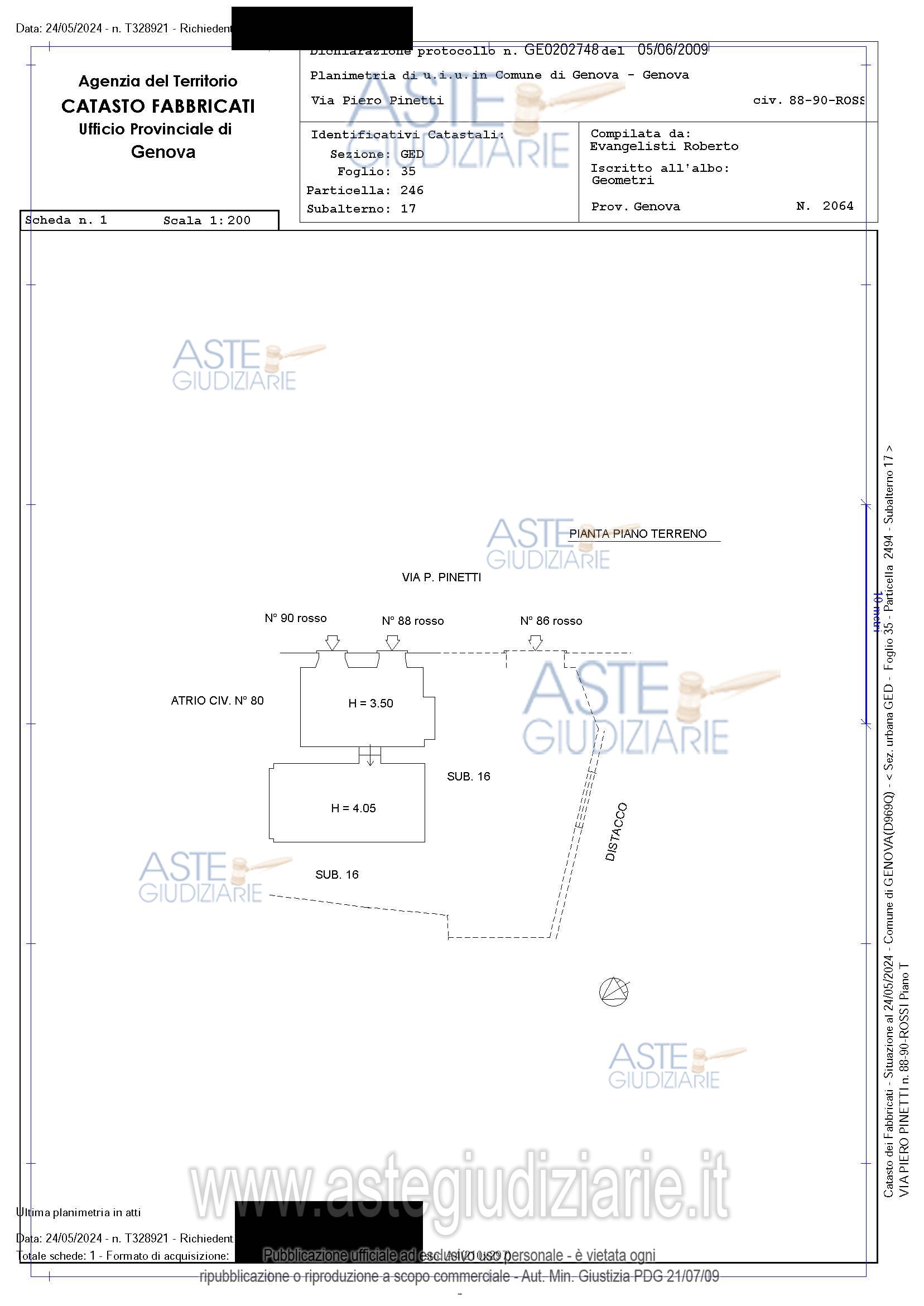 Planimetria del bene