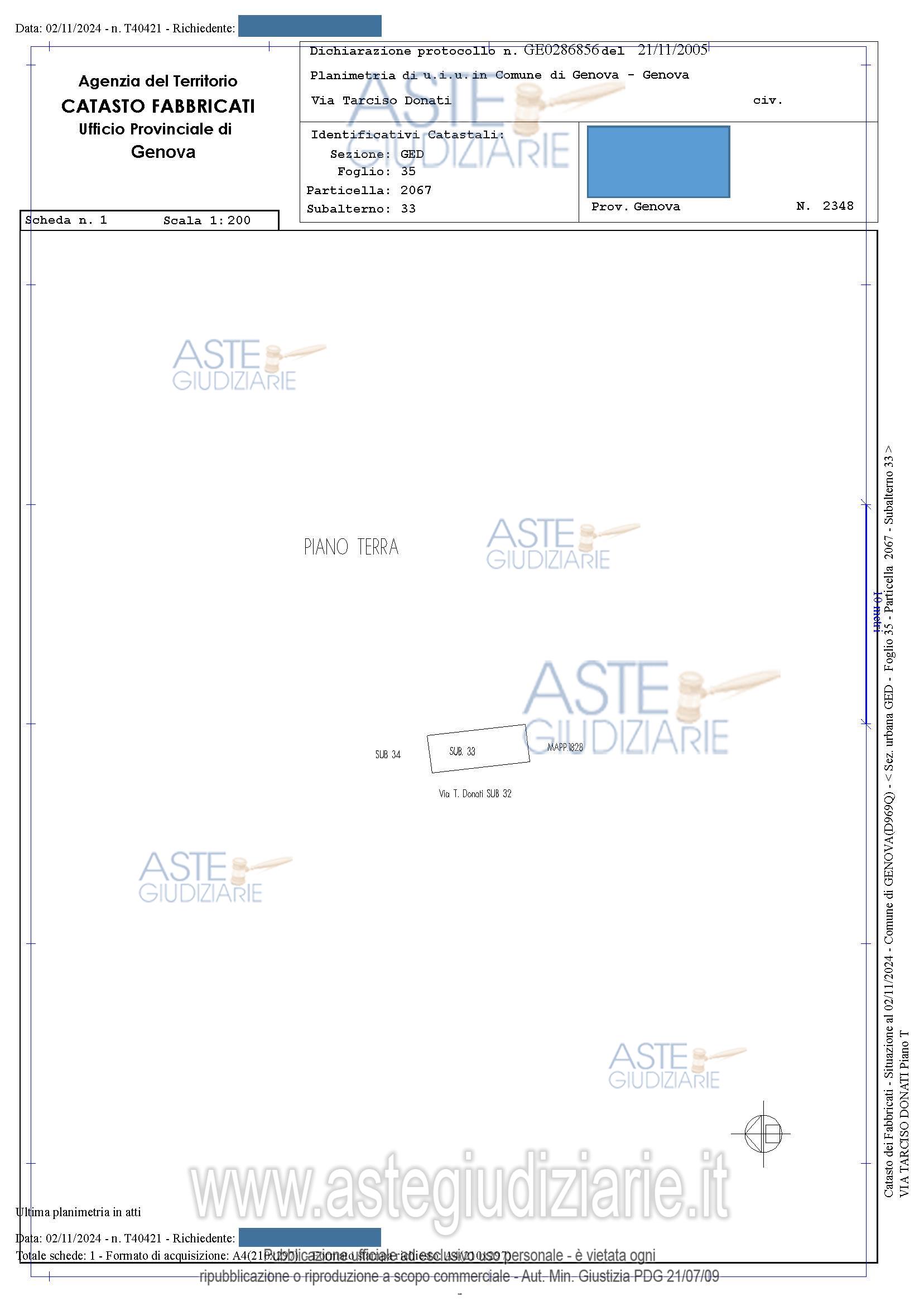 Planimetria del bene