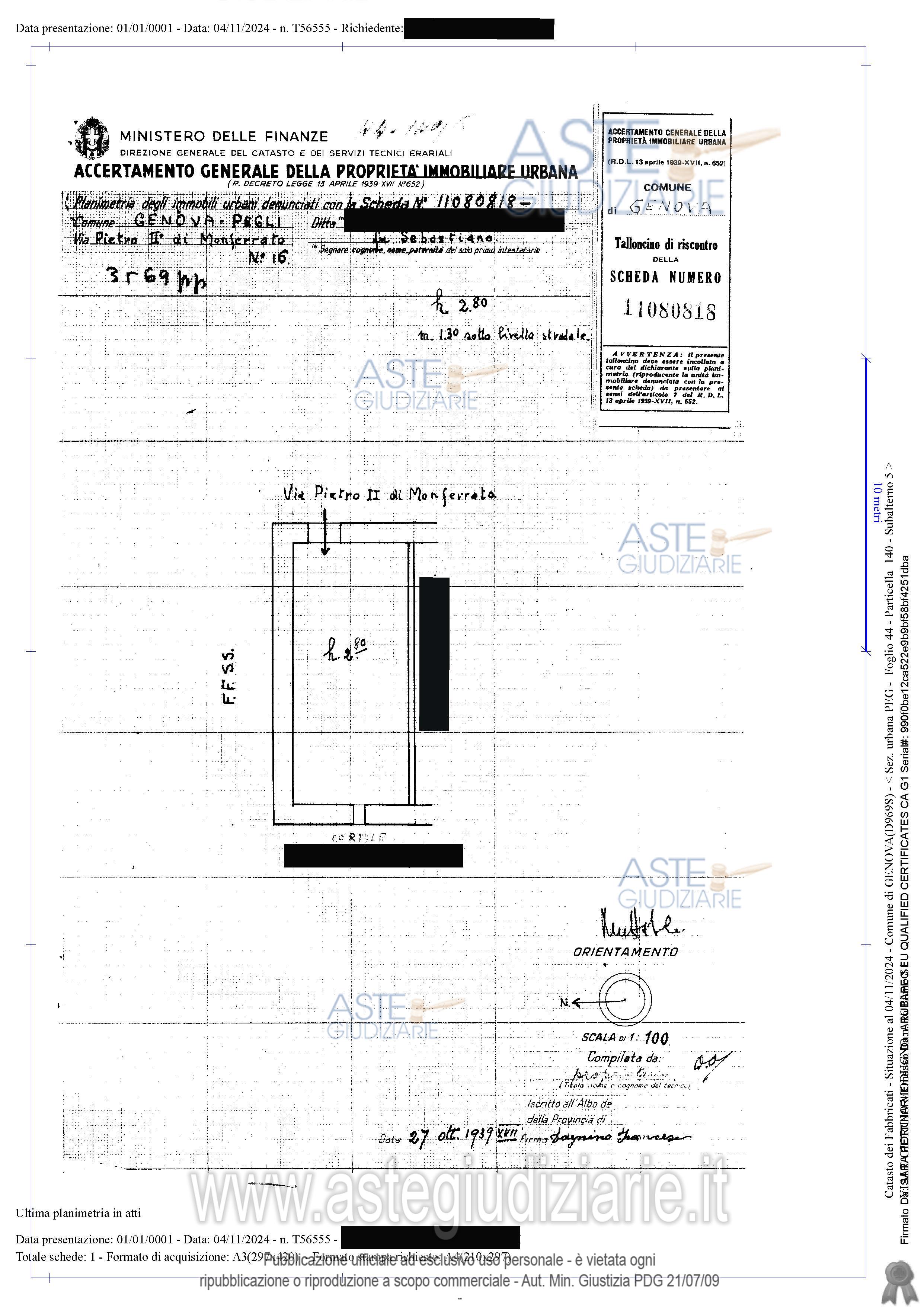 Planimetria del bene