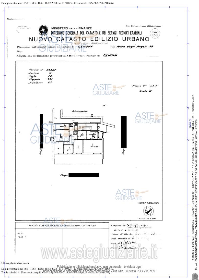Planimetria del bene