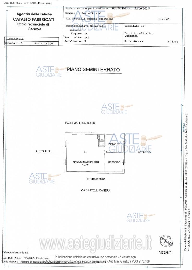 Planimetria del bene
