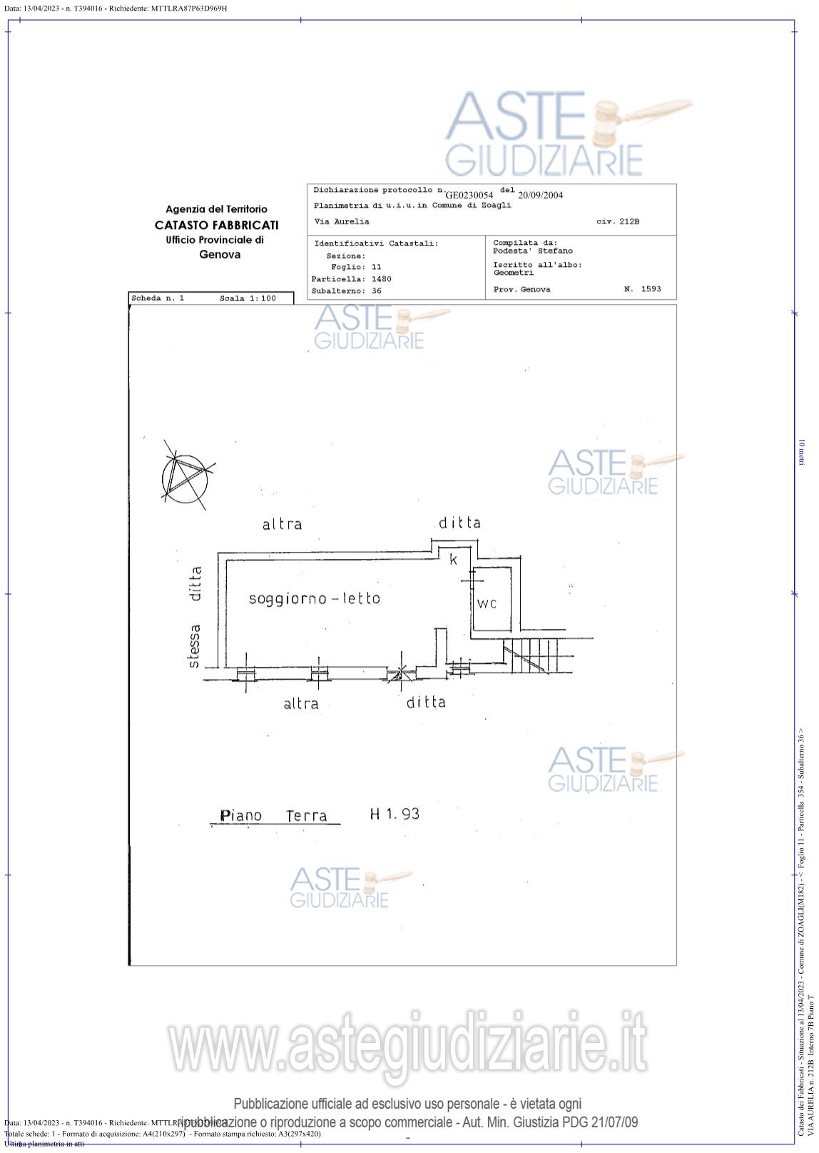 Planimetria del bene