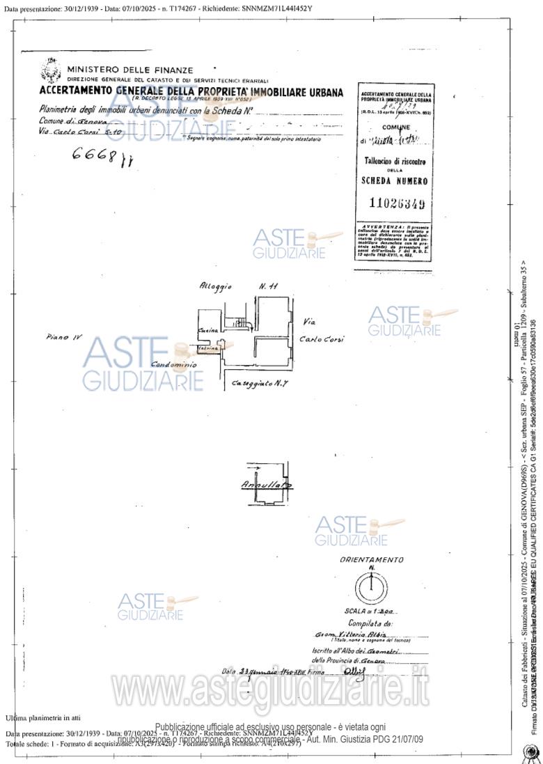 Planimetria del bene