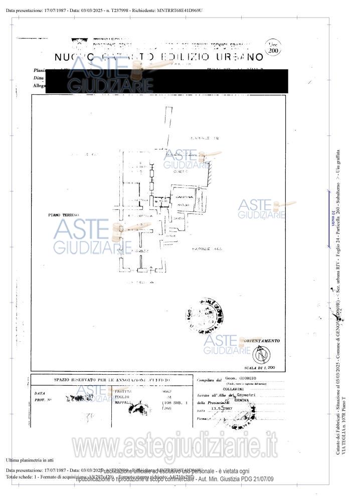 Planimetria del bene