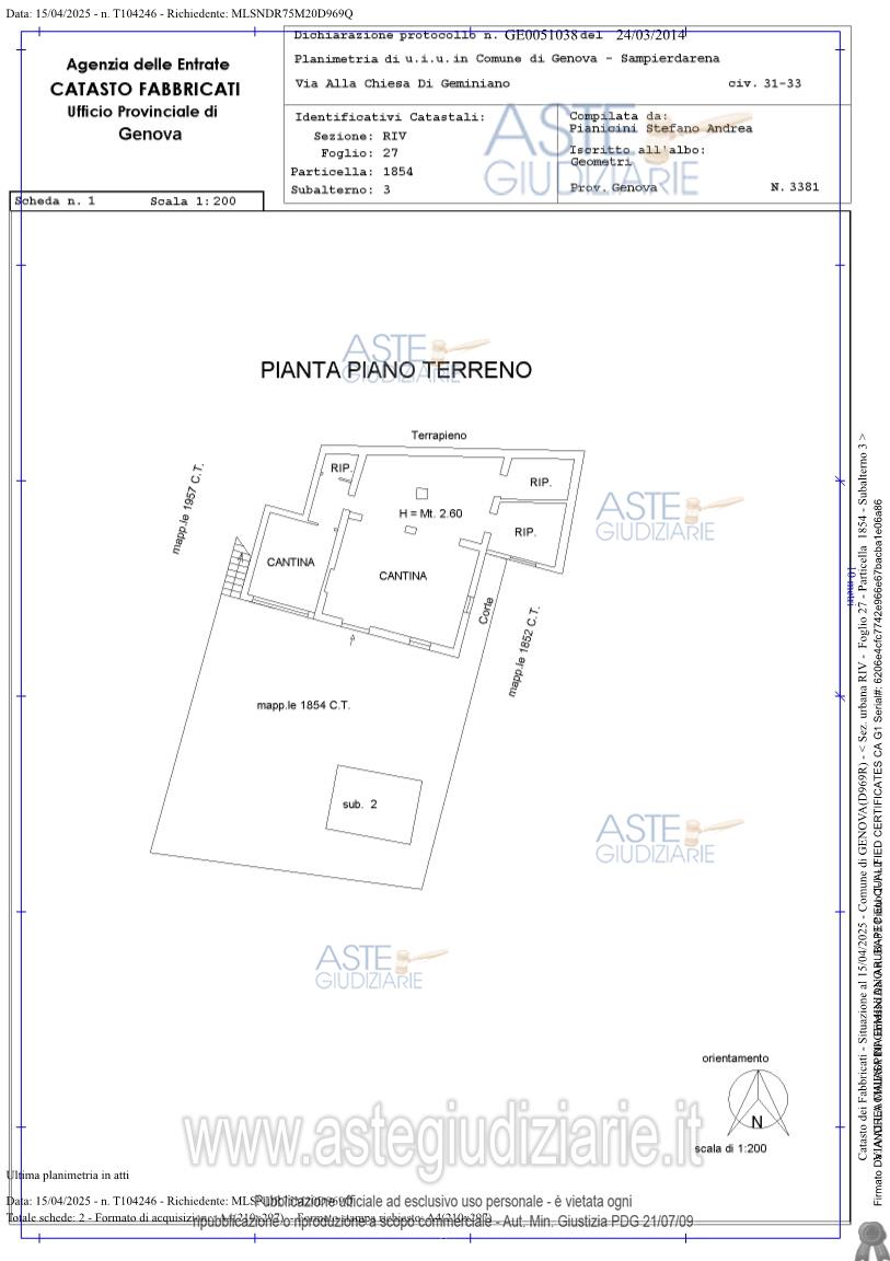 Planimetria del bene
