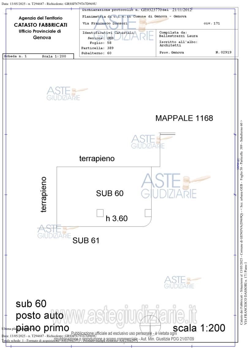 Planimetria del bene