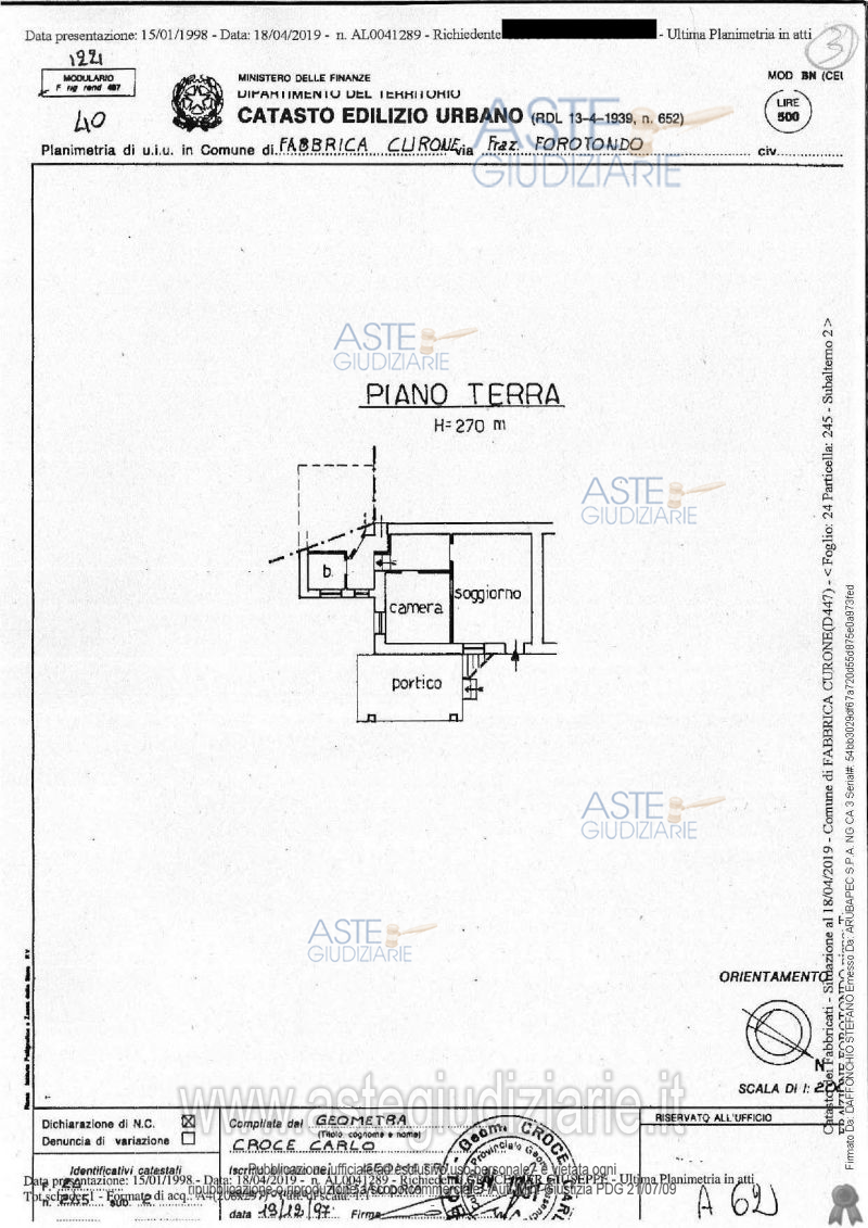 Planimetria del bene