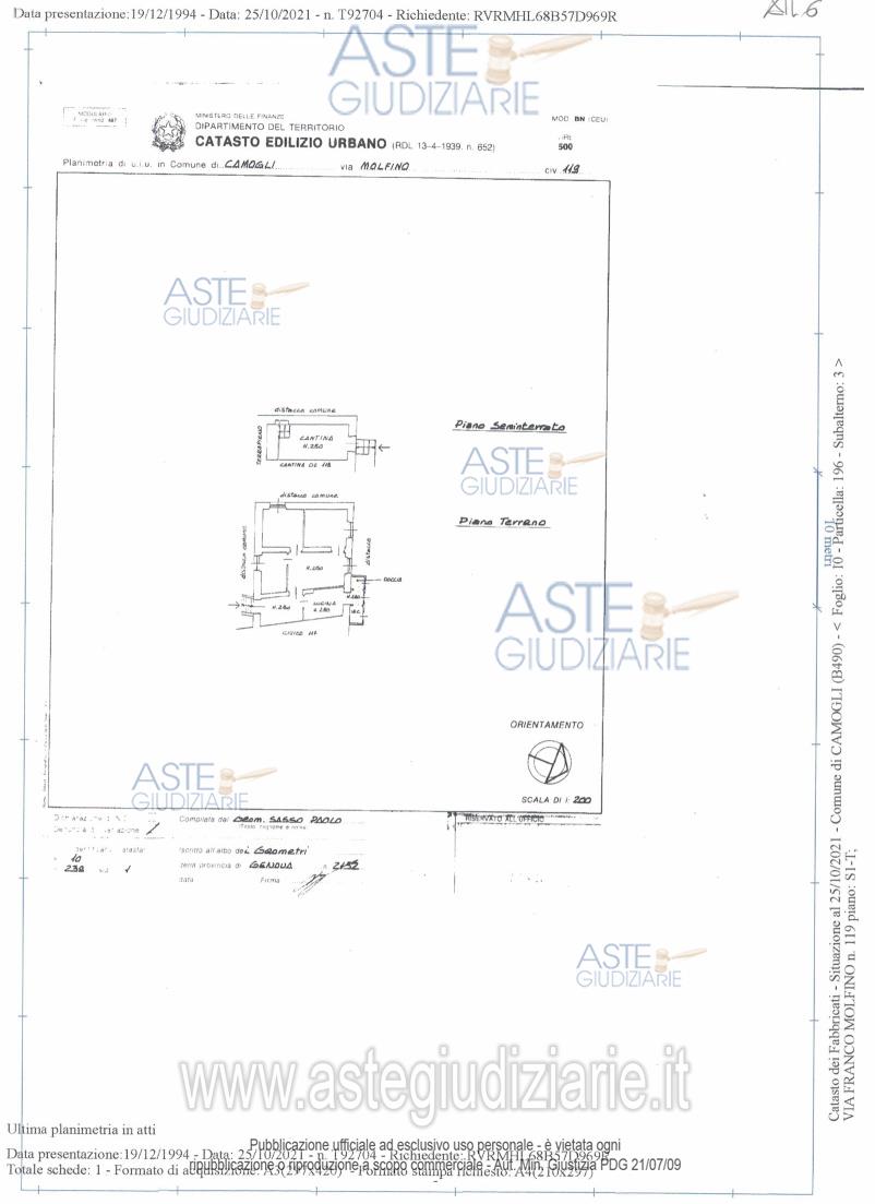 Planimetria del bene