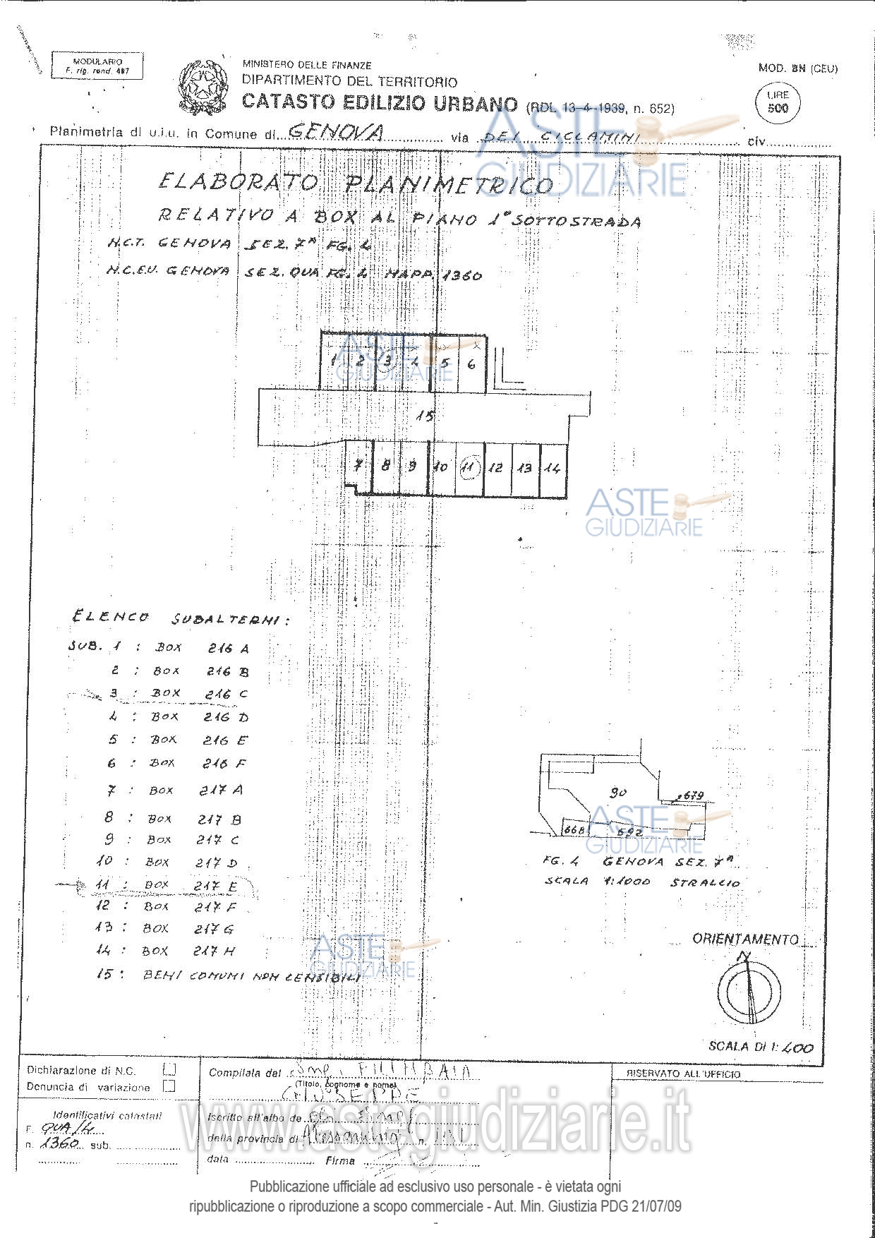 Planimetria del bene