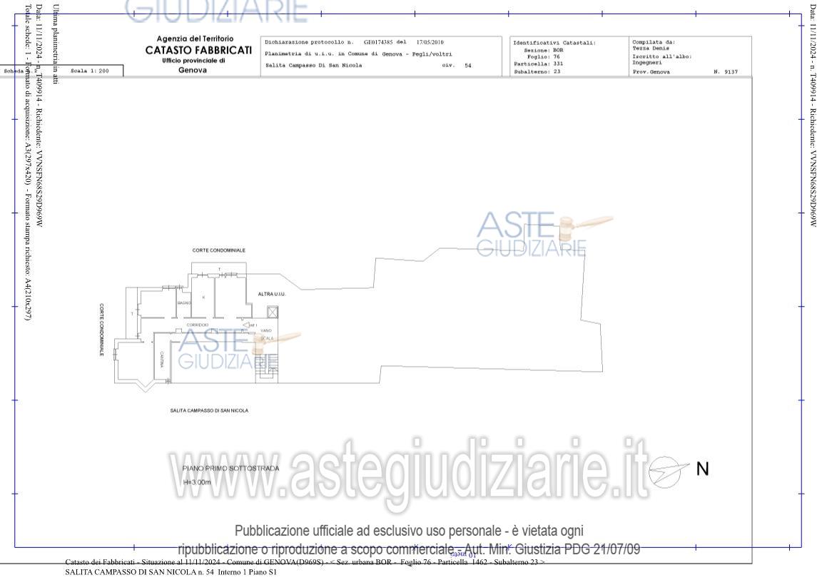 Planimetria del bene
