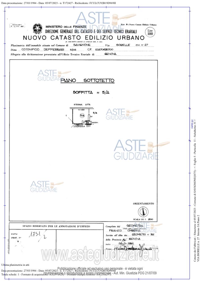 Planimetria del bene