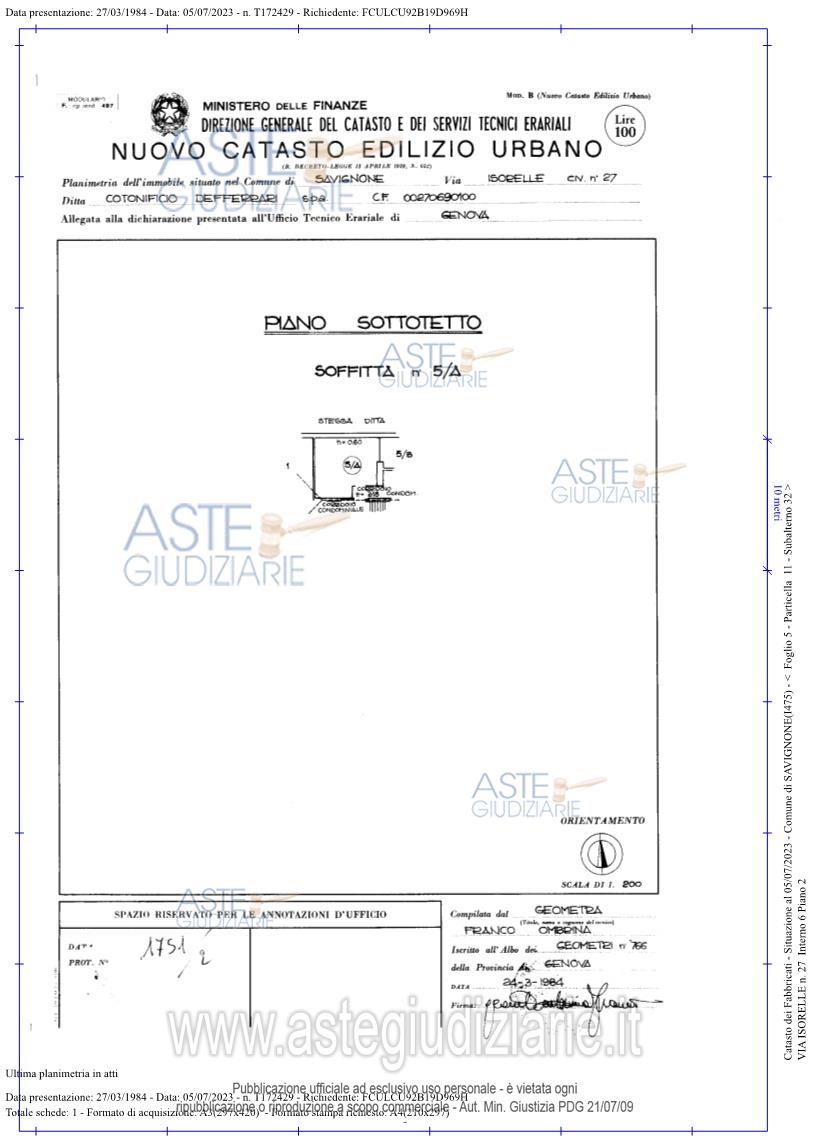 Planimetria del bene