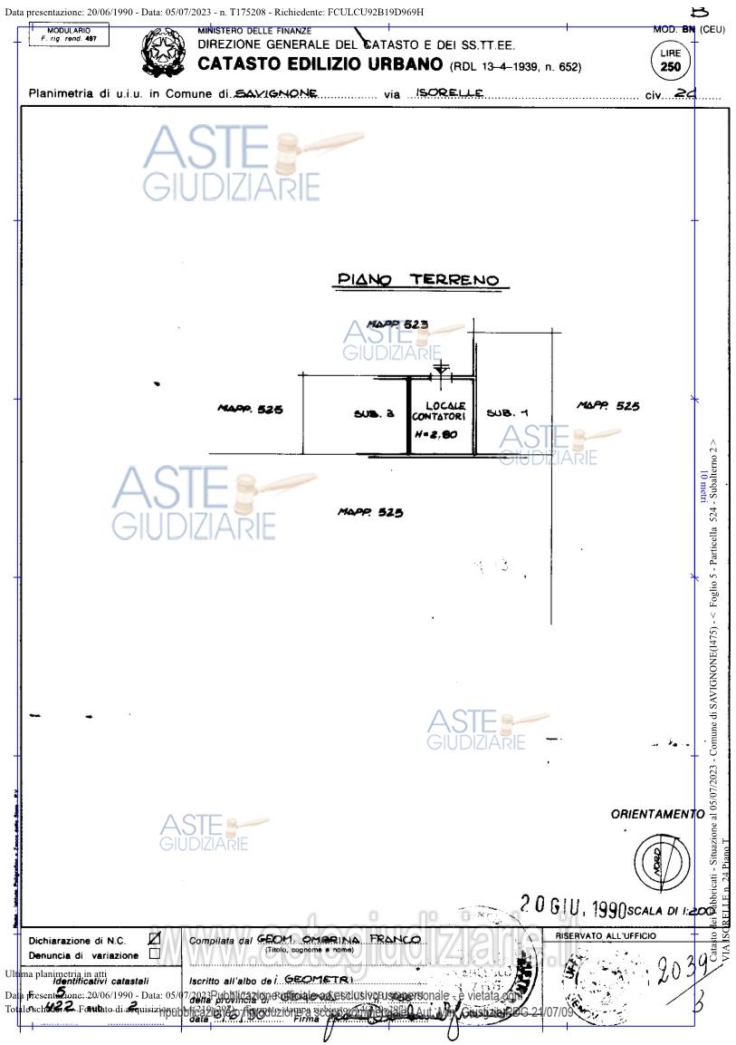 Planimetria del bene