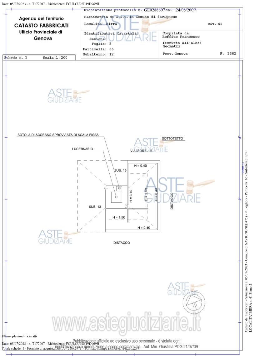 Planimetria del bene