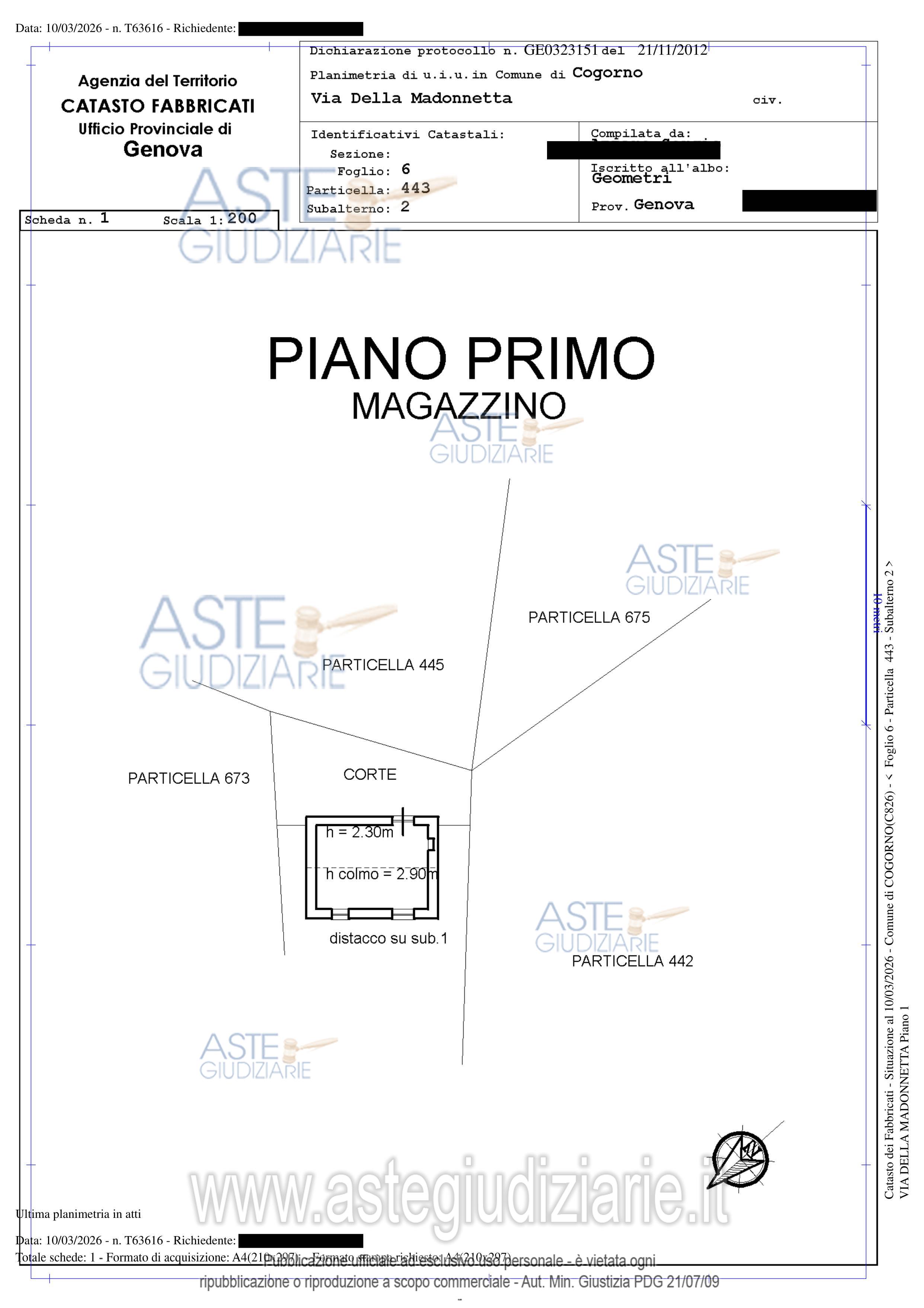 Planimetria del bene