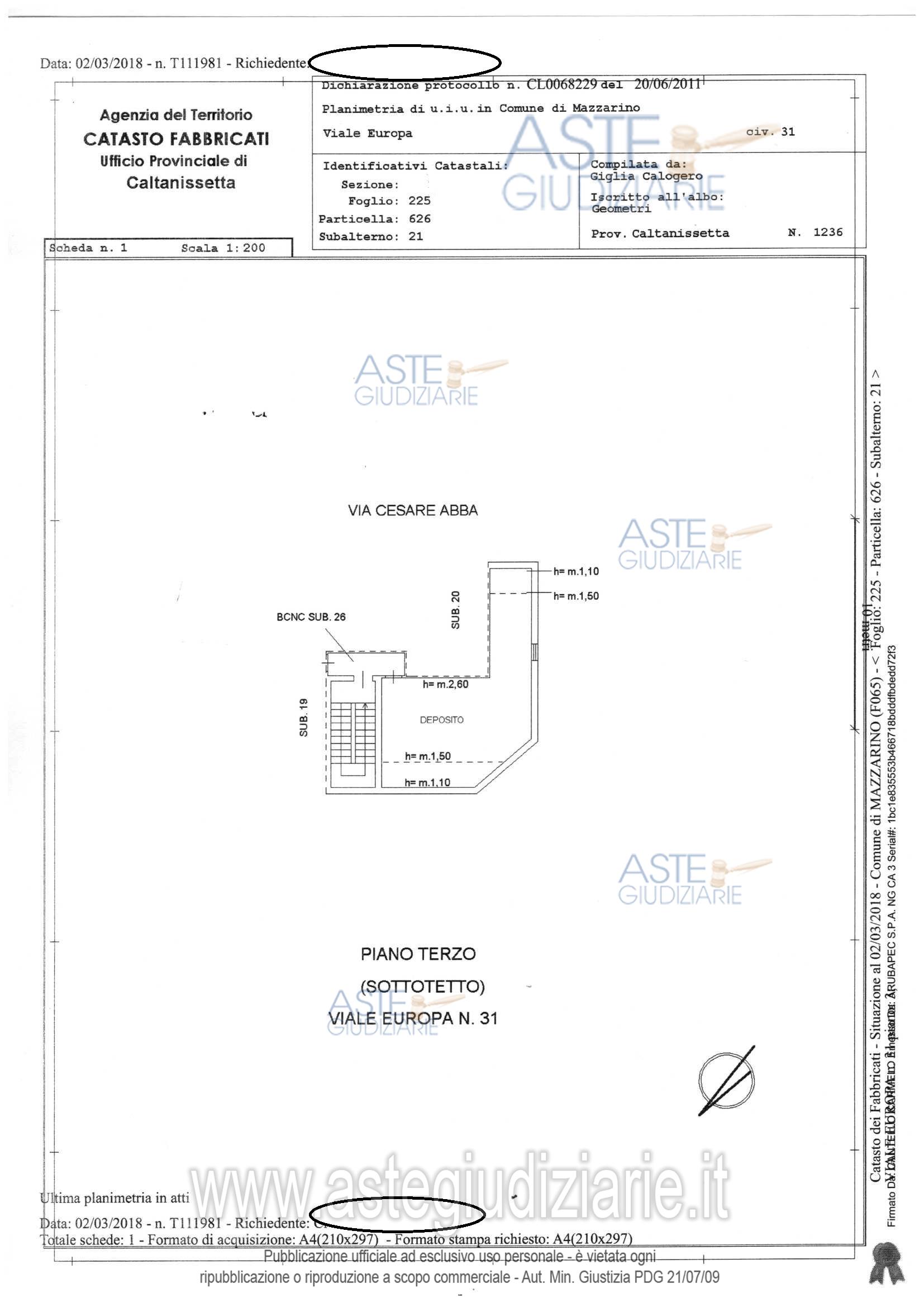 Planimetria del bene