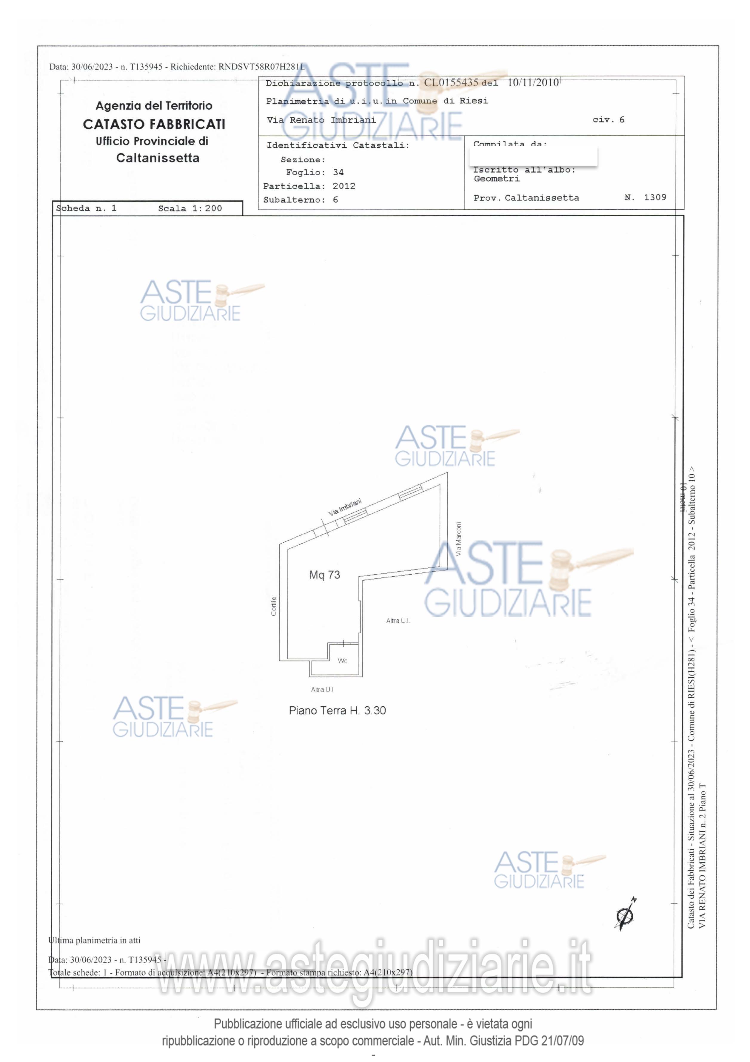 Planimetria del bene