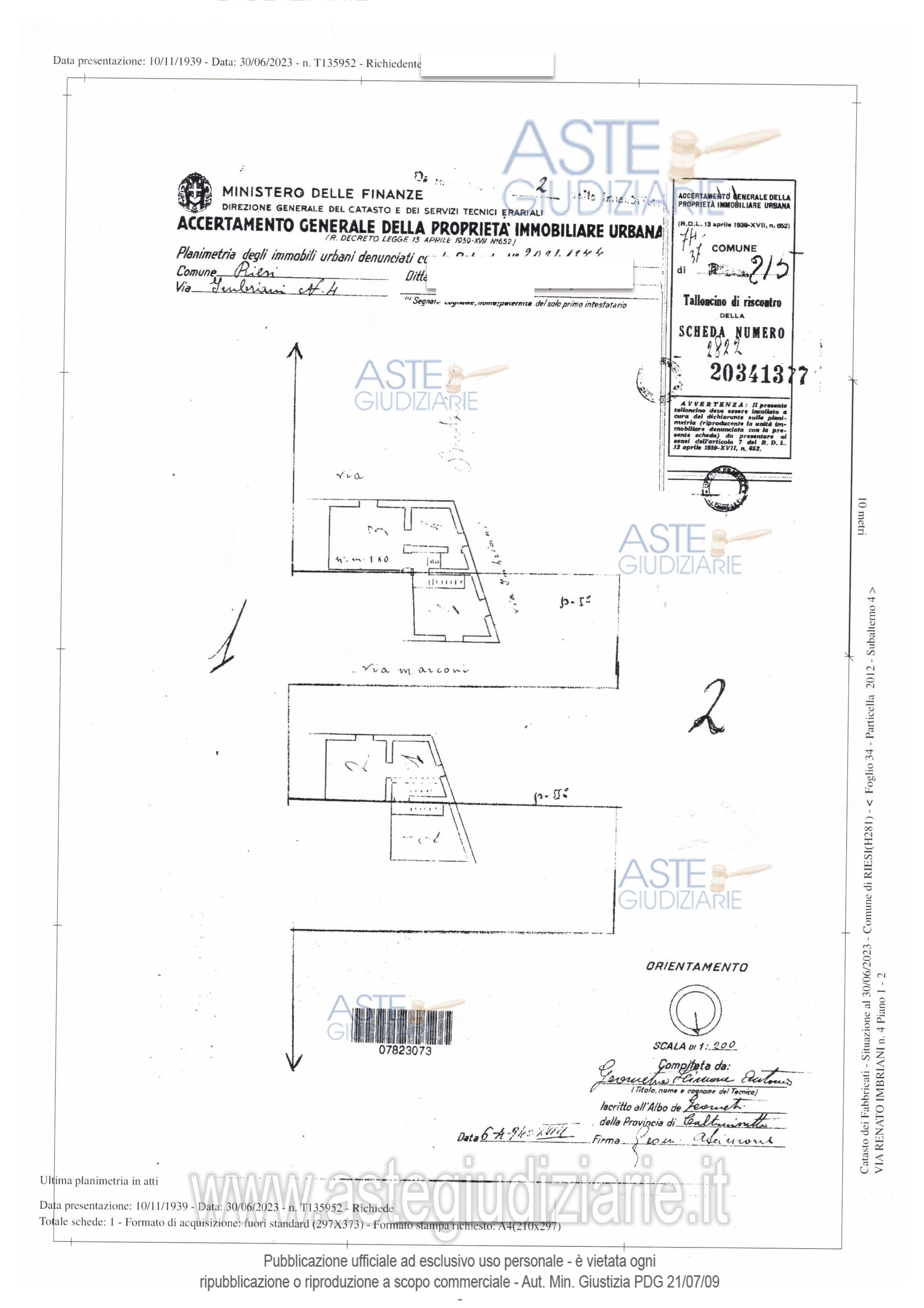 Planimetria del bene