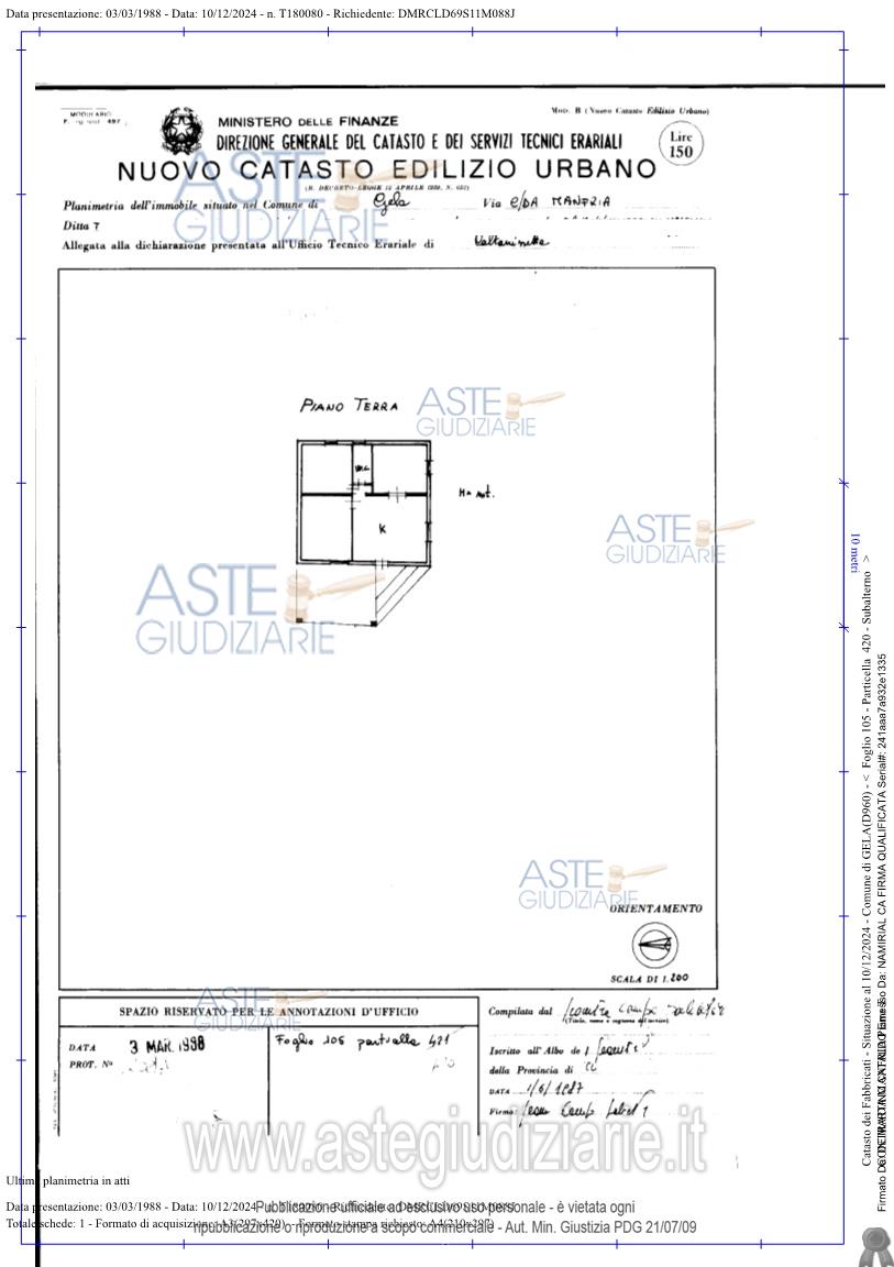 Planimetria del bene
