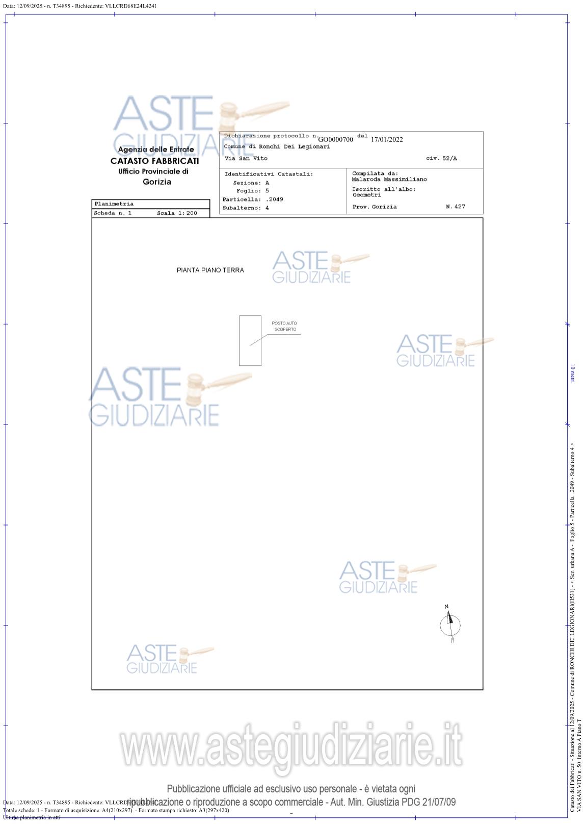 Planimetria del bene