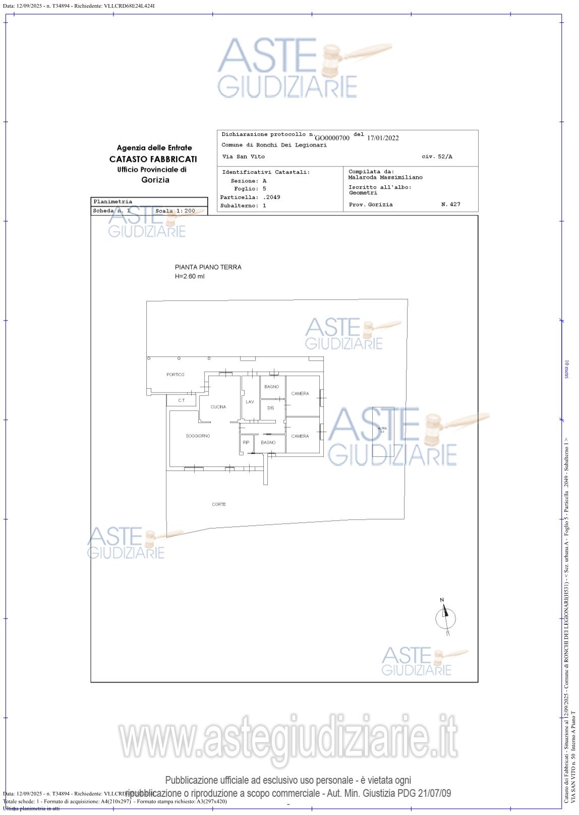 Planimetria del bene