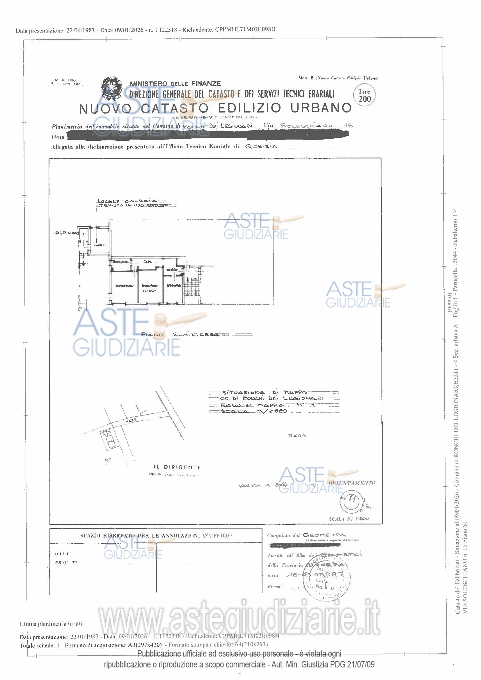 Planimetria del bene