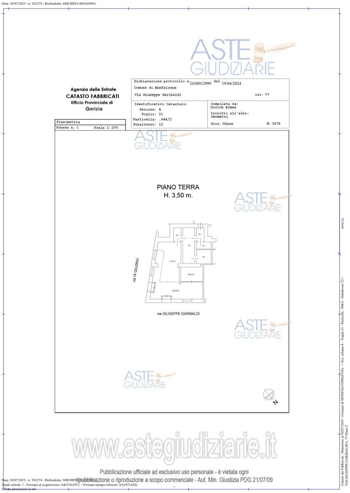 Planimetria del bene