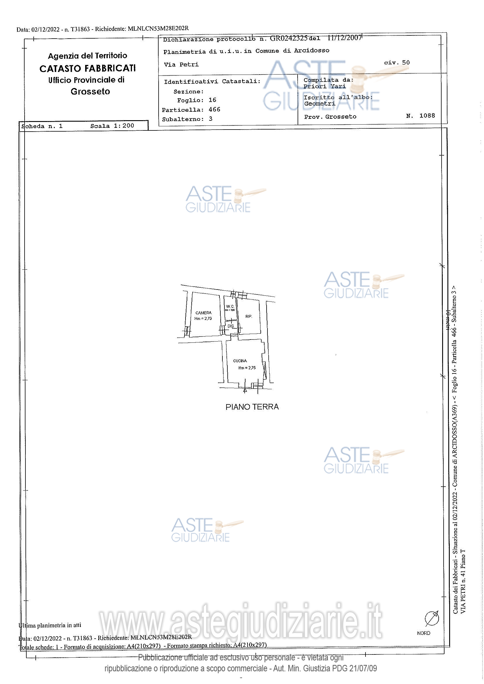 Planimetria del bene