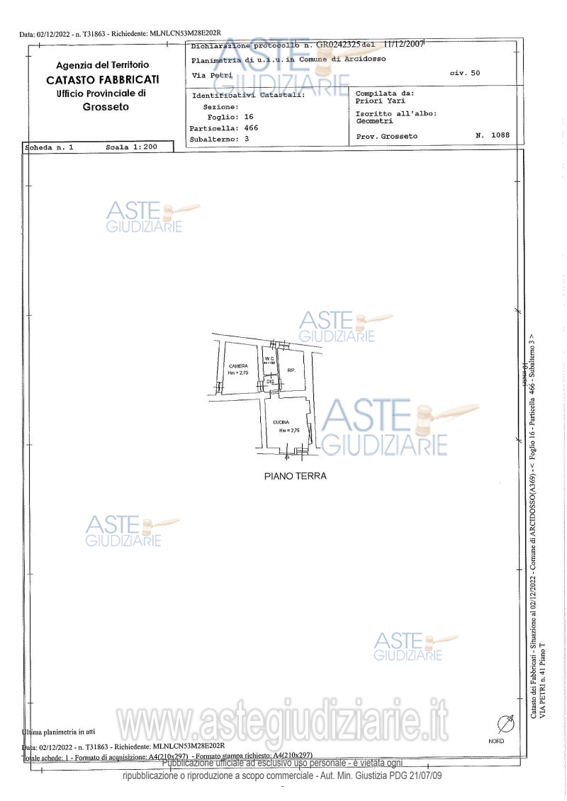 Planimetria del bene