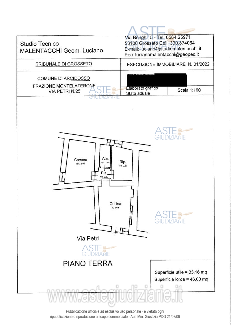 Planimetria del bene