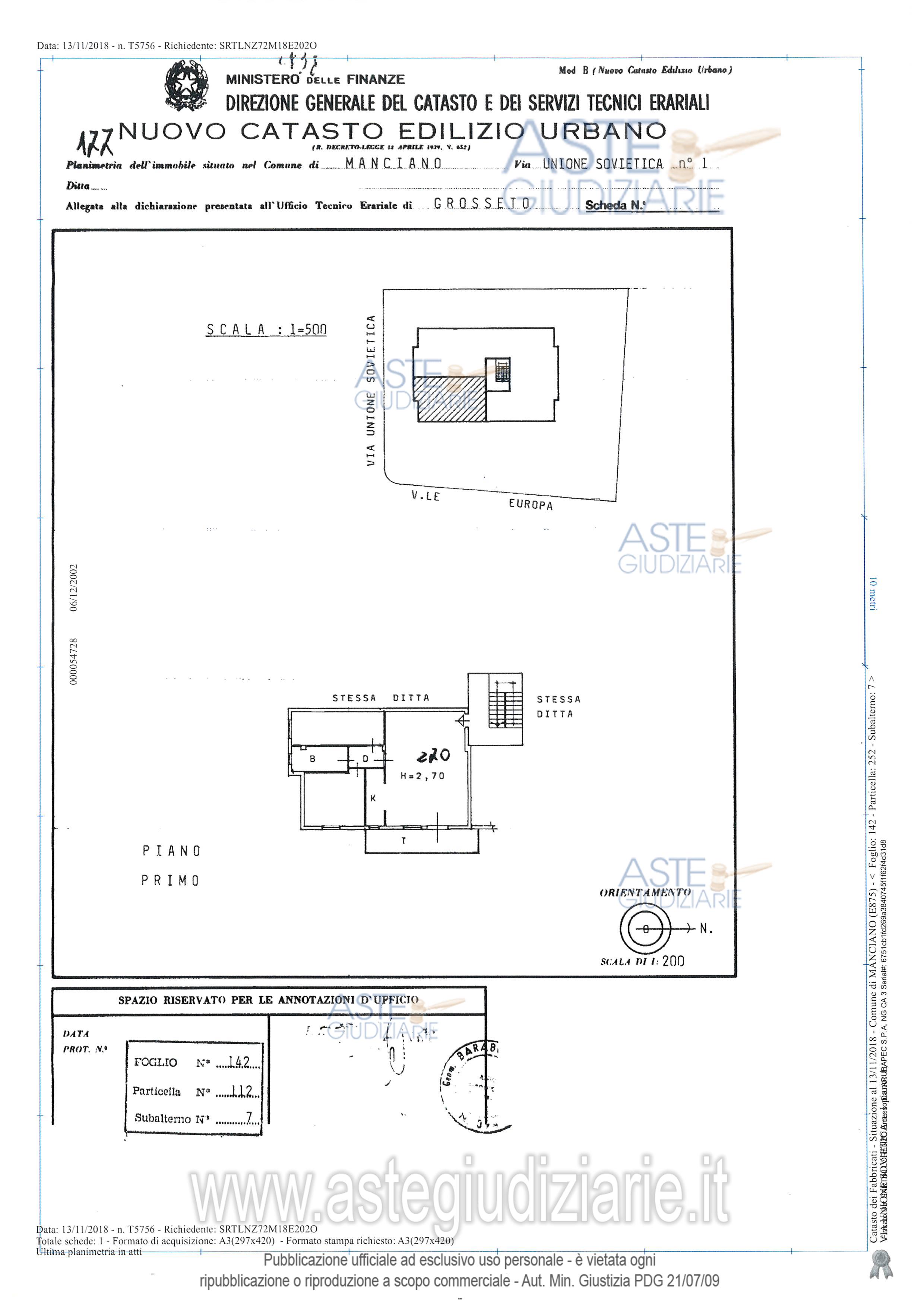 Planimetria del bene