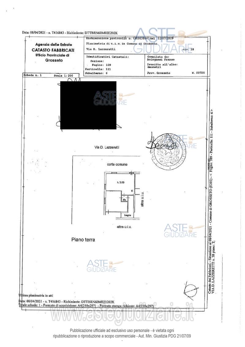 Planimetria del bene