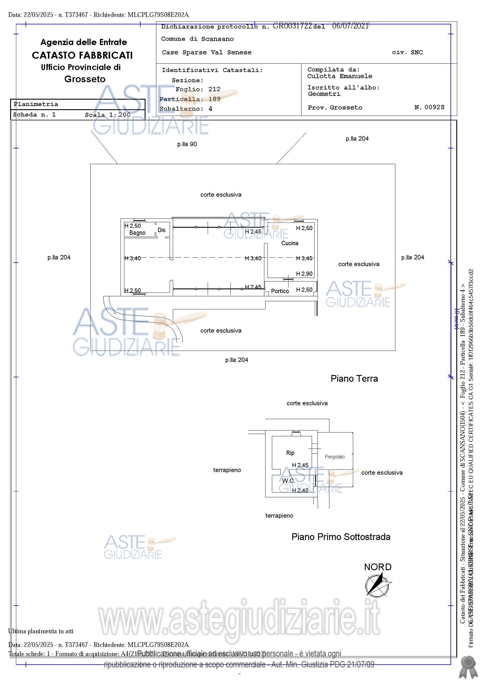 Planimetria del bene