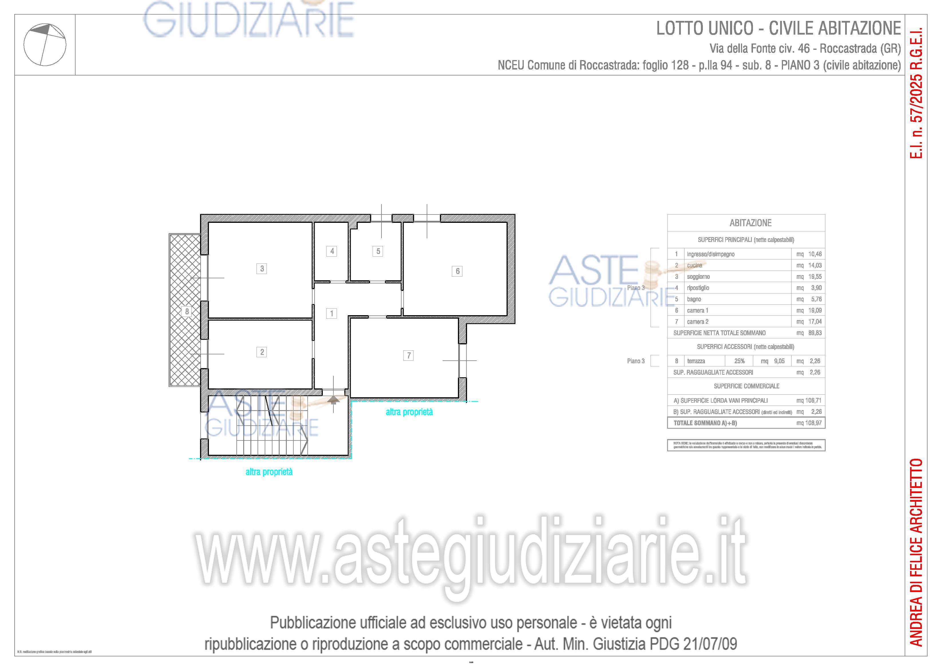 Planimetria del bene