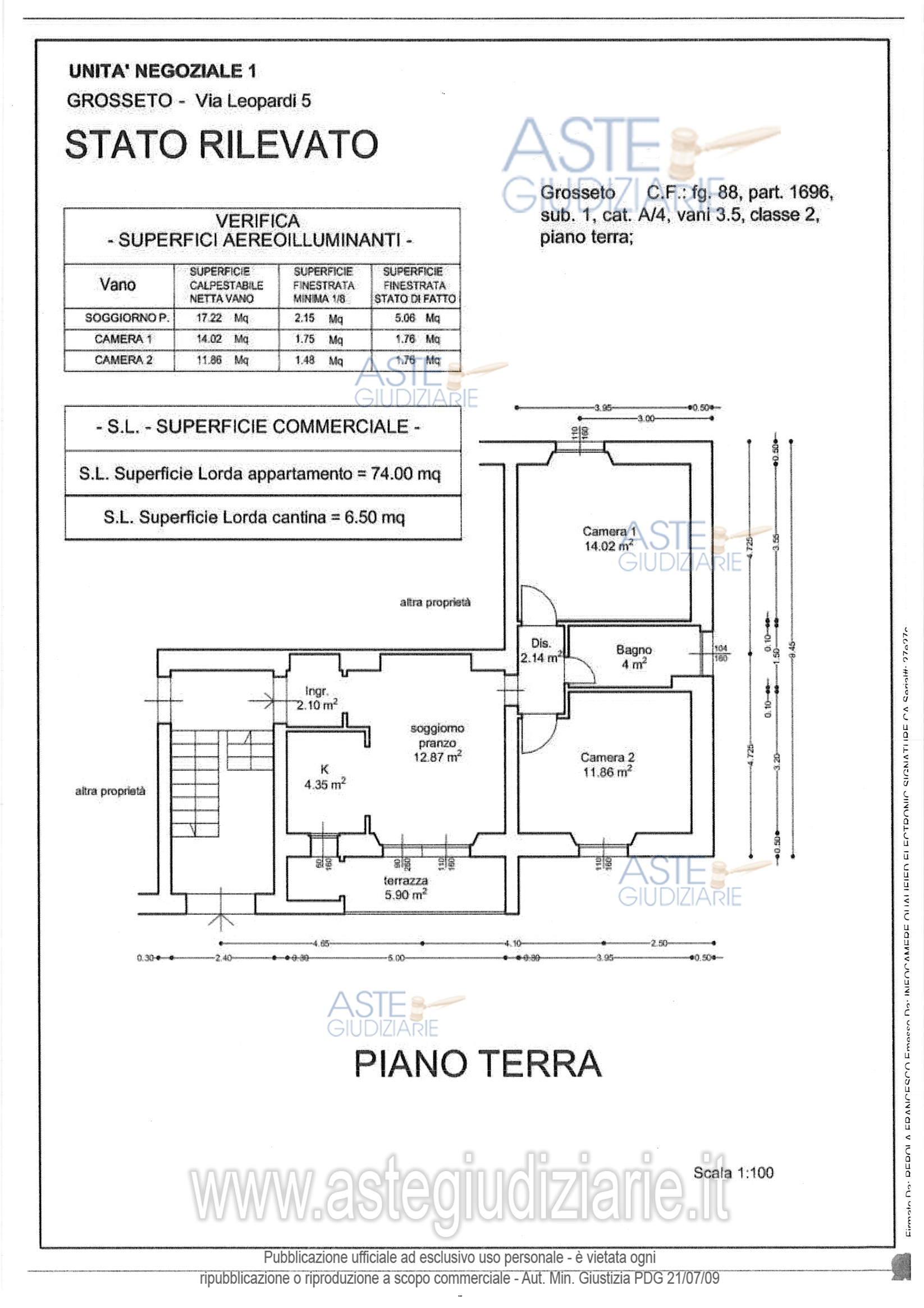 Planimetria del bene