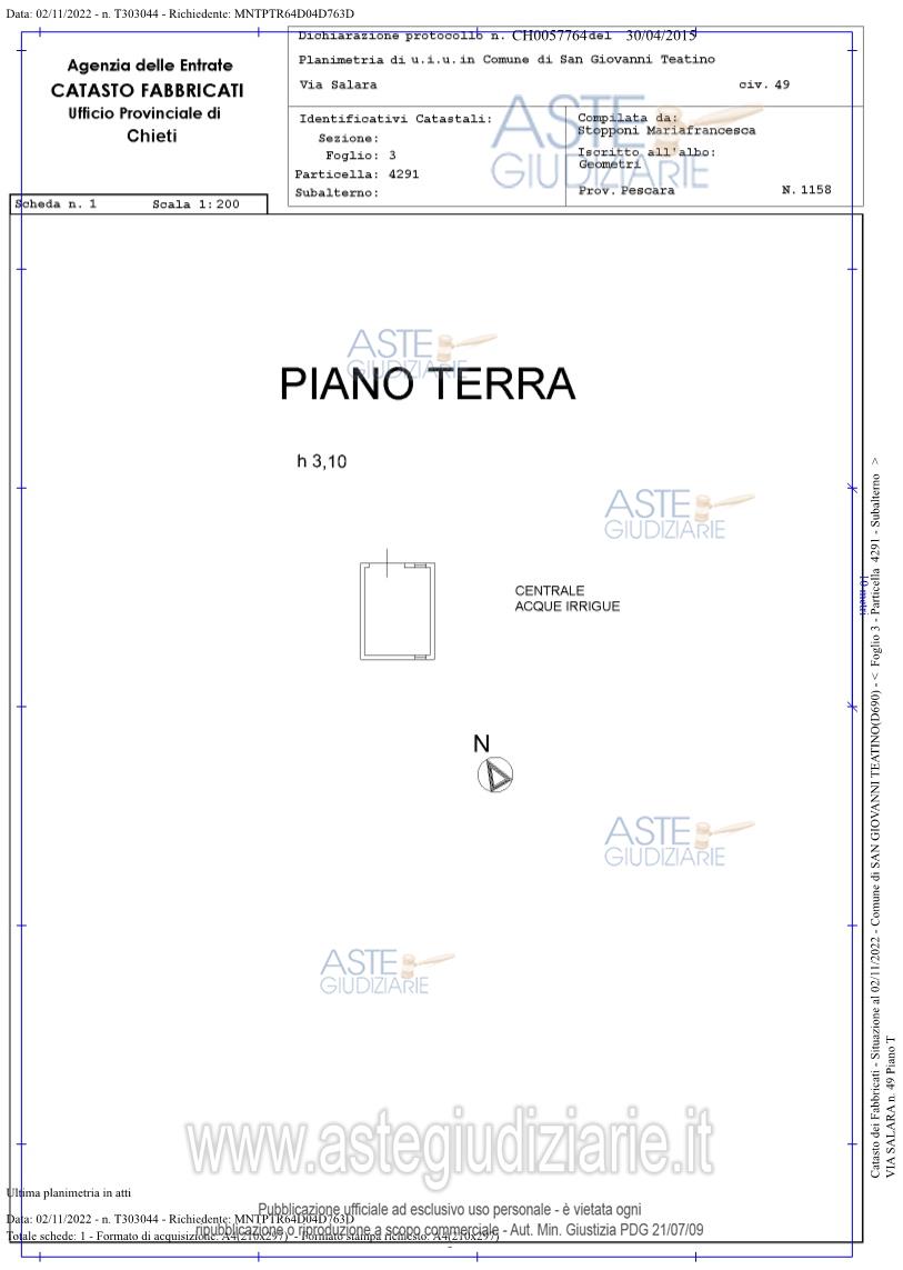 Planimetria del bene