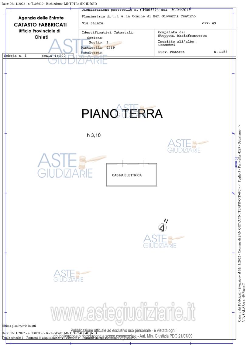 Planimetria del bene