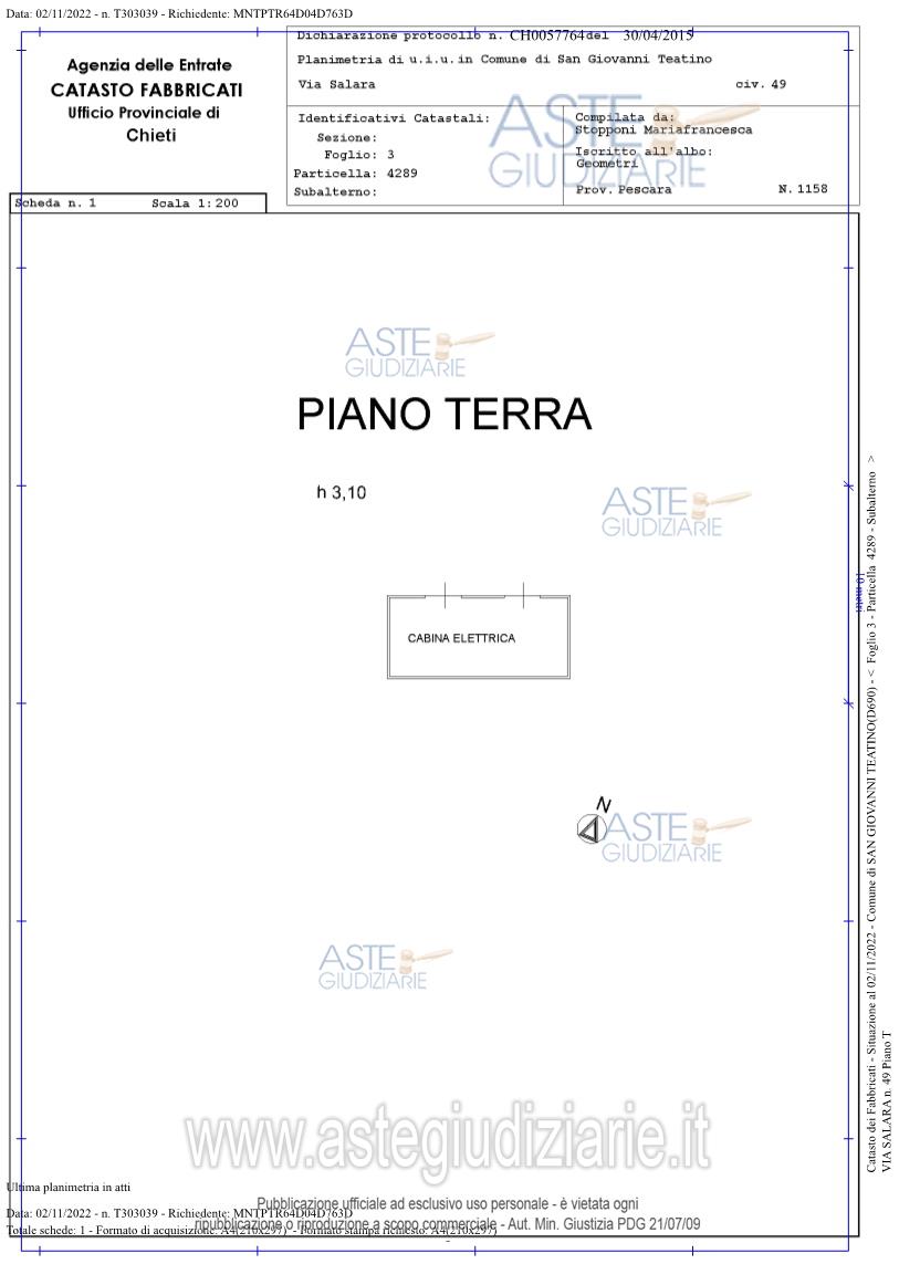 Planimetria del bene