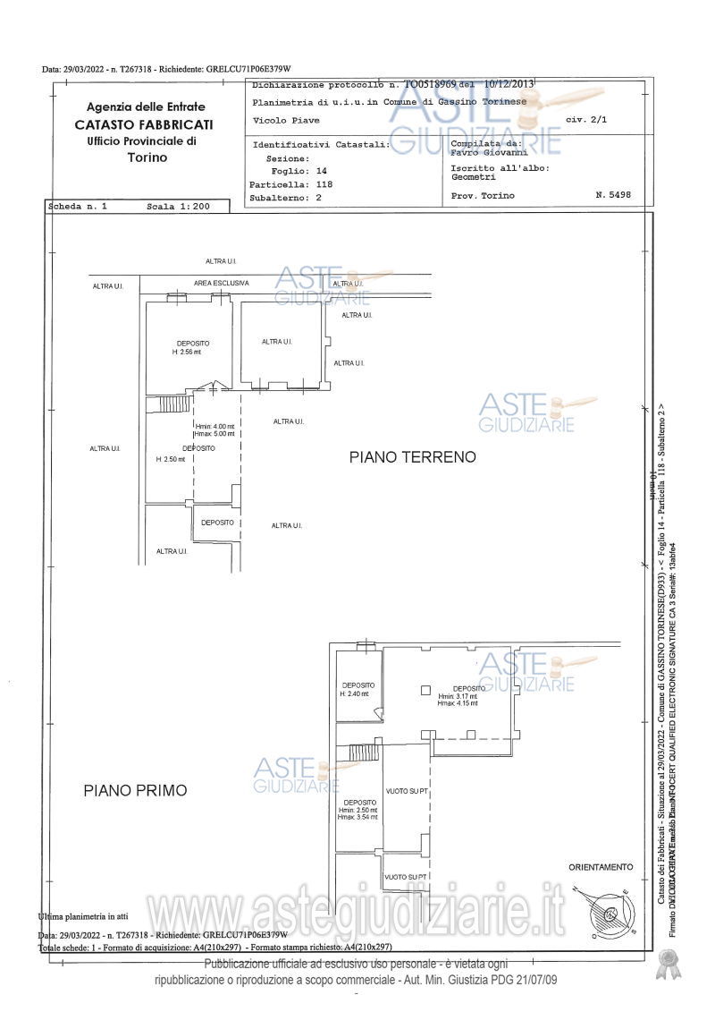 Planimetria del bene