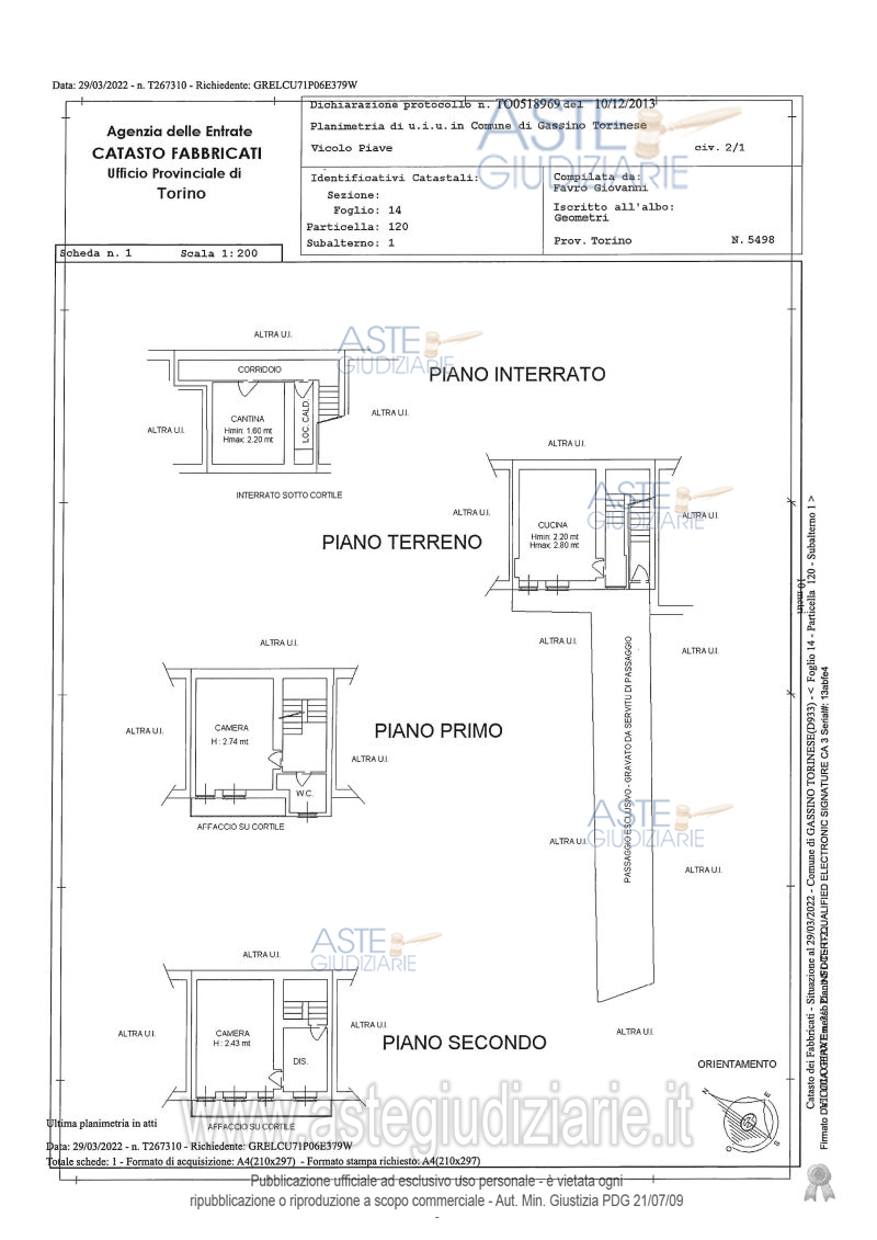 Planimetria del bene