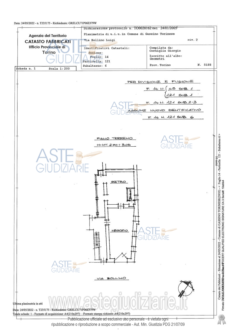Planimetria del bene