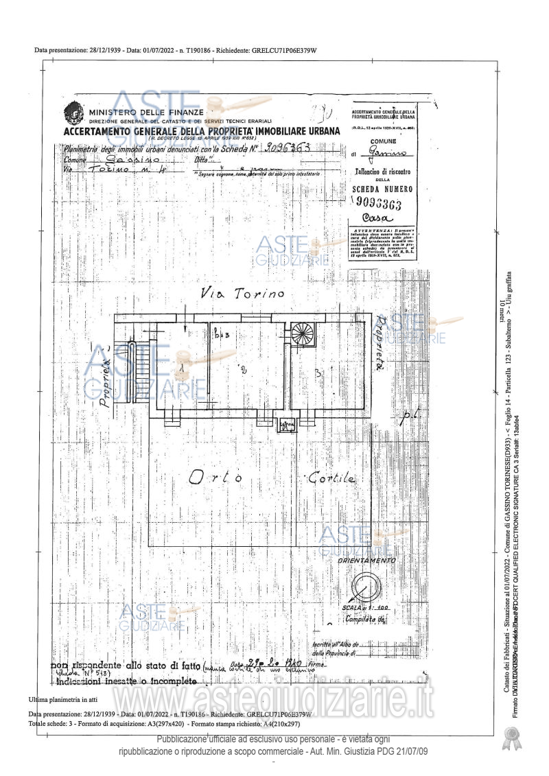 Planimetria del bene