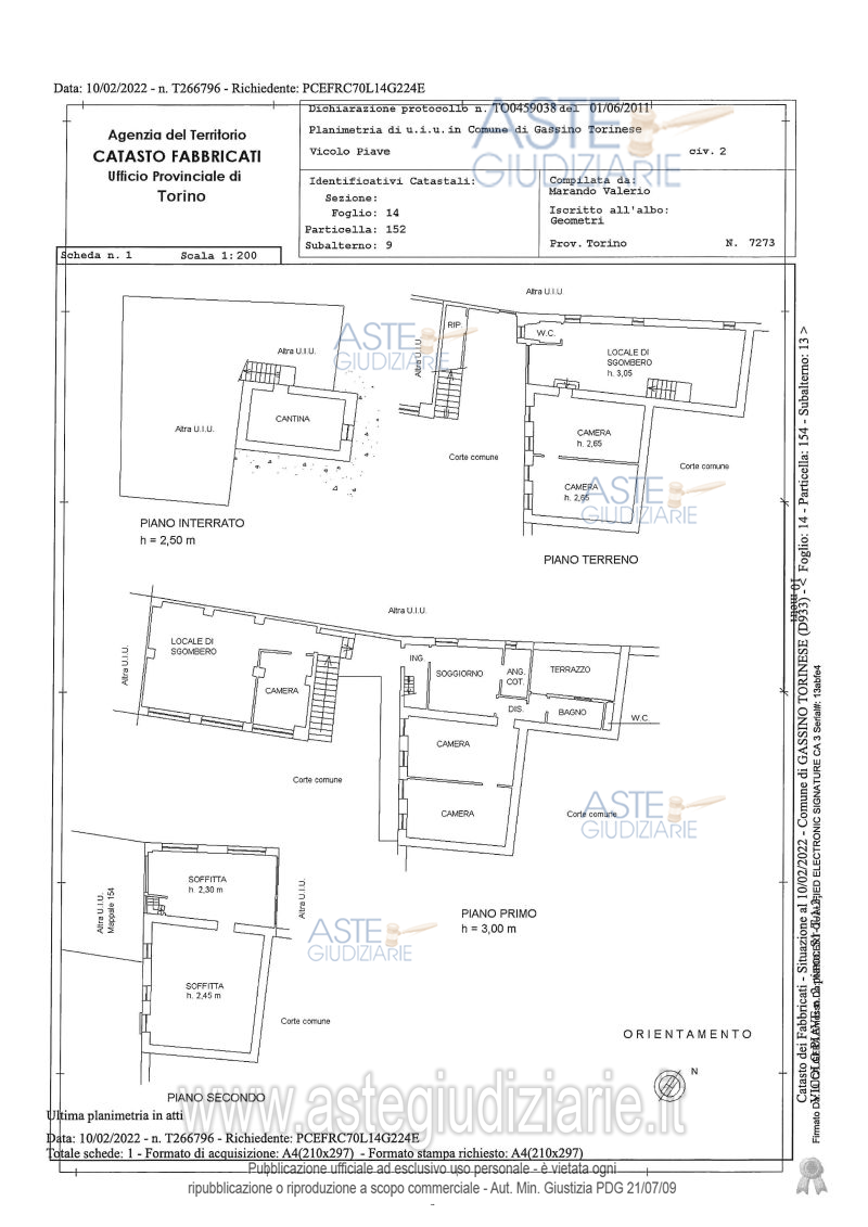 Planimetria del bene