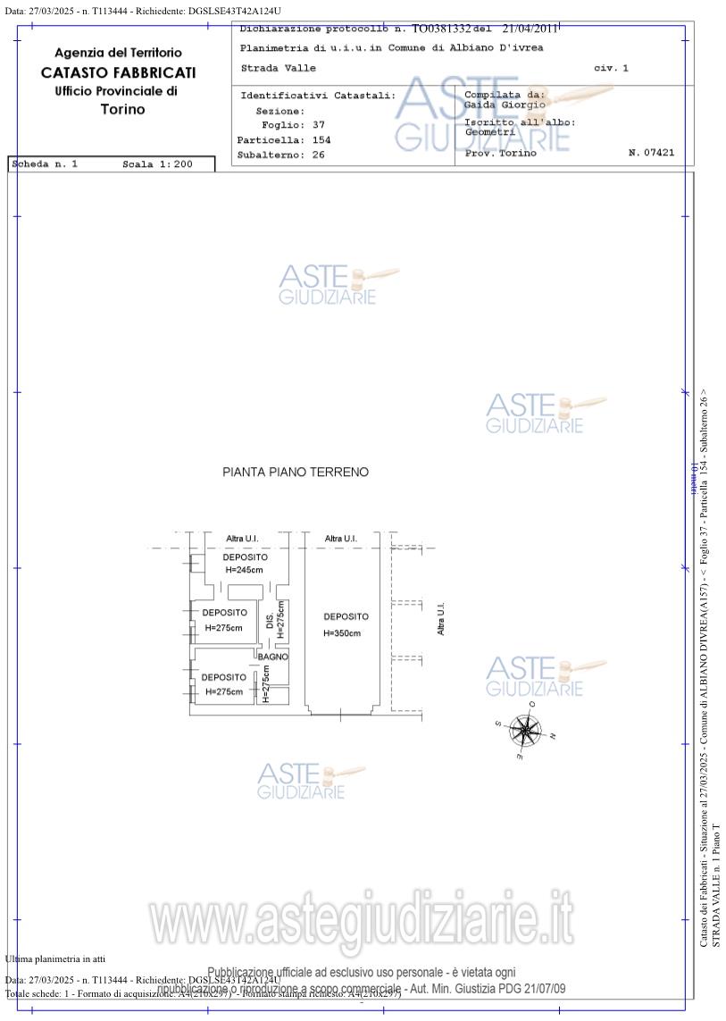 Planimetria del bene