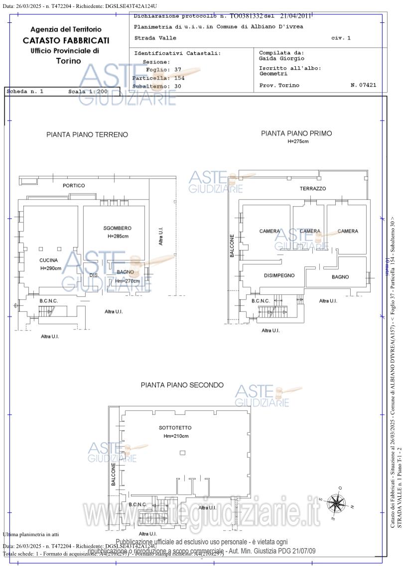Planimetria del bene