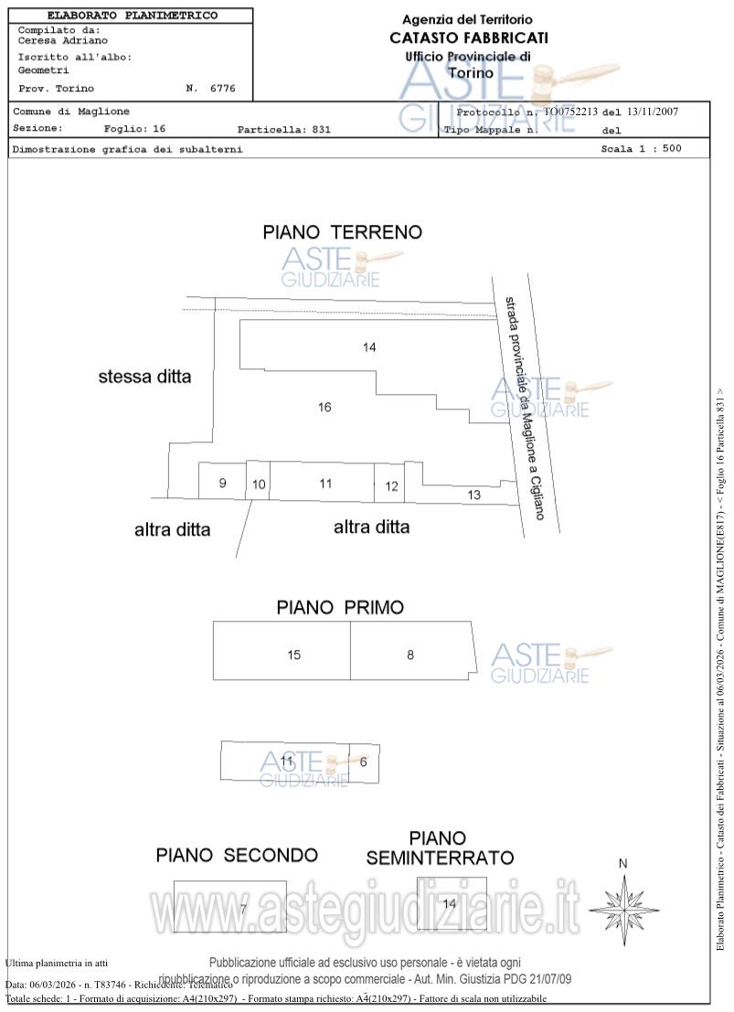 Planimetria del bene