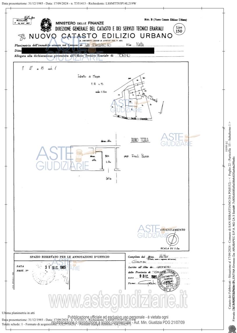 Planimetria del bene