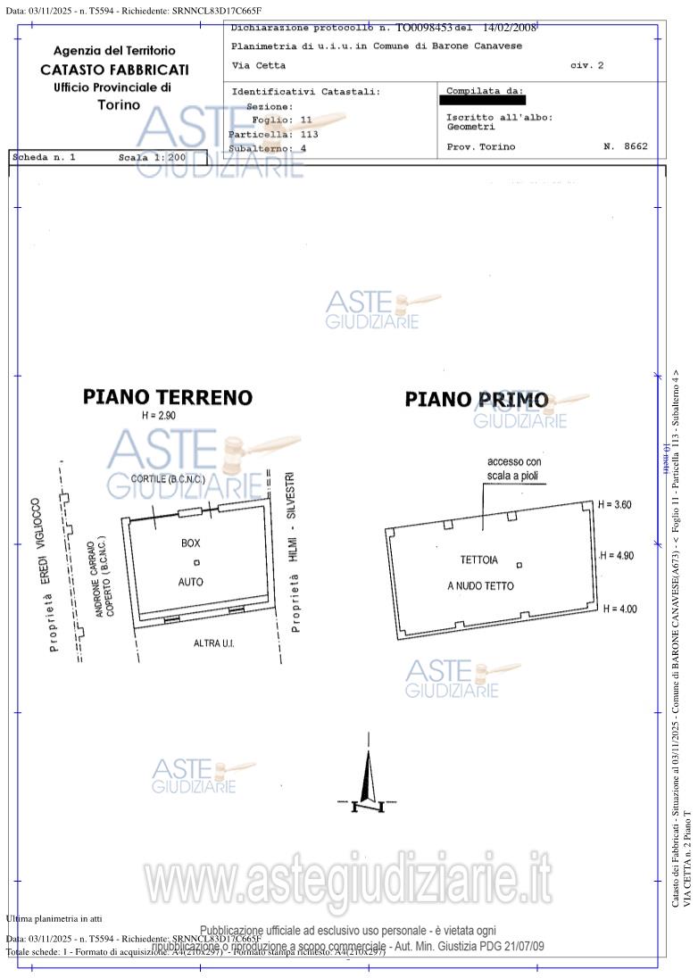 Planimetria del bene