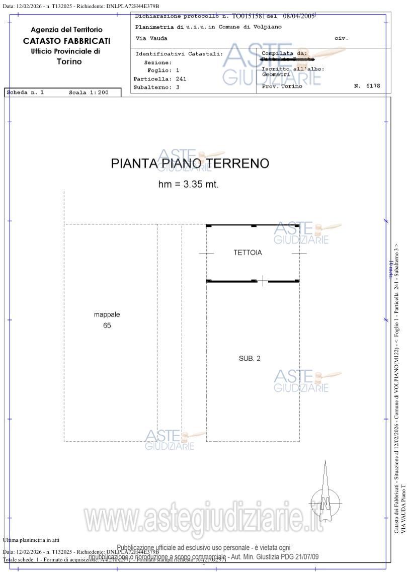 Planimetria del bene